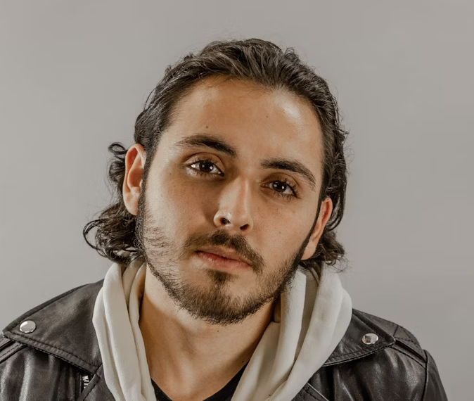 Man in leather jacket