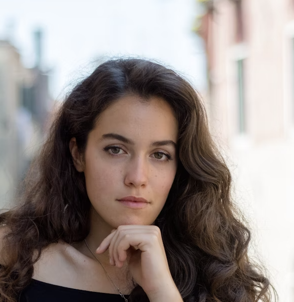 Woman resting chin portrait